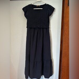 CzzzyL Midi Nursing Dress, Dark Blue, Size Large